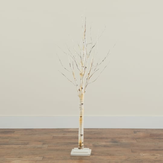 4ft. Pre-Lit Birch Artificial Christmas Tree, Warm White LED Lights